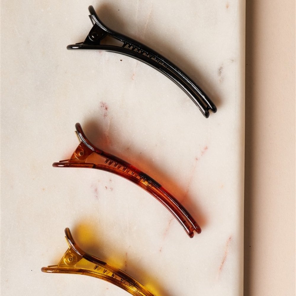 Tortoise Shell Trio Curved Barrette Set - Picture 3 of 3